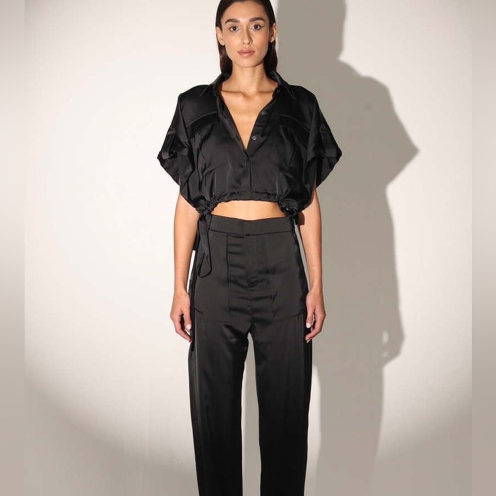 NONchalant Black Short Sleeve Button Down Shirt Relaxed Fit S - Picture 2 of 6